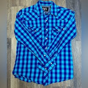 Lions Crest English Laundry Button Up Long Sleeve Men's
Checked Flannel Size L.